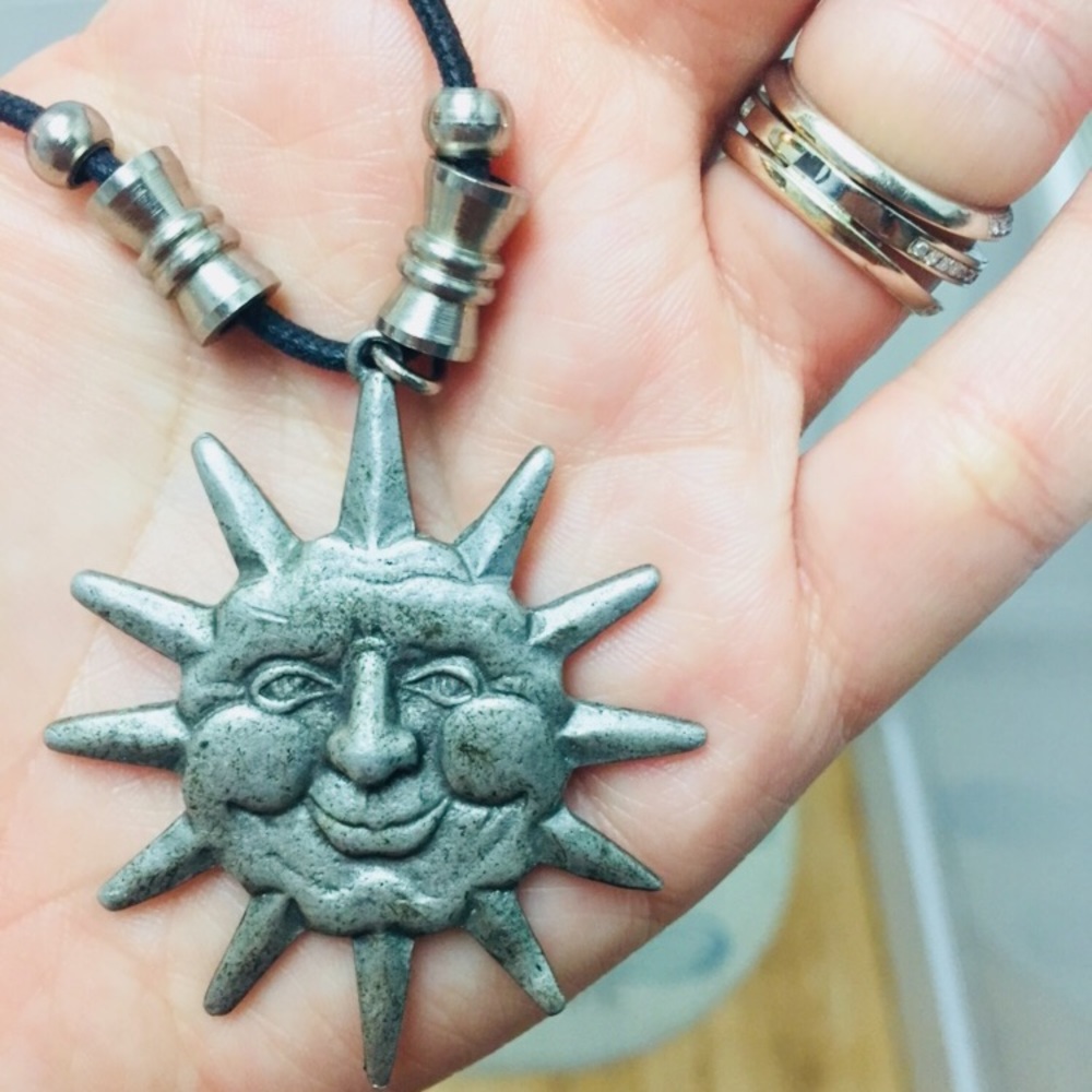 Pewter sun necklace
